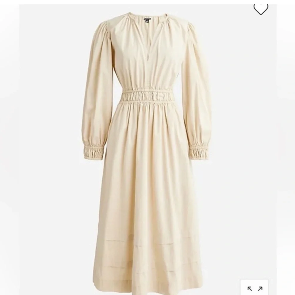 J.Crew Long-sleeve smocked-waist midi dress in lightweight chino